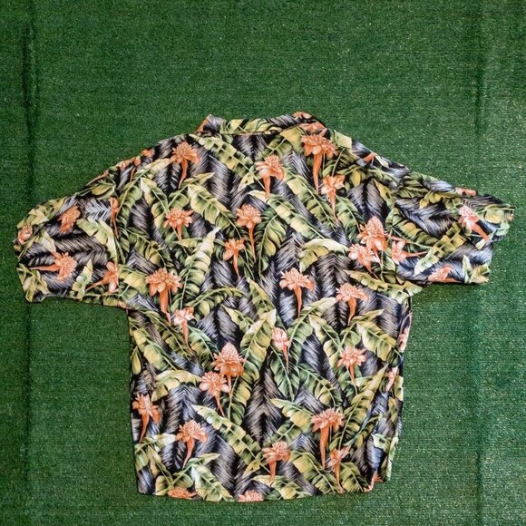 VINTAGE MONZINI MENS MADE IN ITALY BUTTON UP SHIRT HAWAIIAN FLORAL PRINT SIZE L - Picture 6 of 7